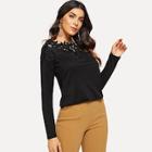 Shein Lace Appliques Solid Tee