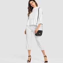 Shein Striped Ruffle Top With Pants