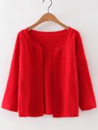 Shein Red Collarless Wave Cardigan Knitwear