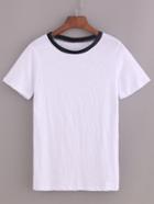 Shein Contrast Neck Short Sleeve T-shirt