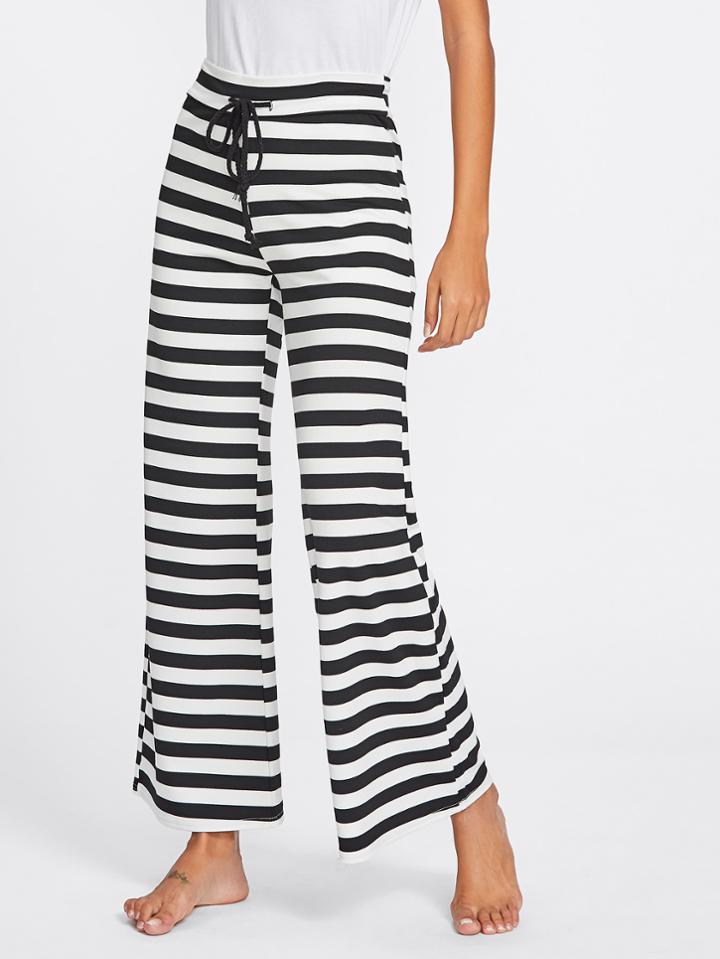 Shein Block Stripe Drawstring Waist Pants