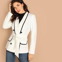 Shein Contrast Binding Shawl Collar Blazer
