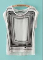 Rosewe Pretty Round Neck Geometric Print T Shirts For Summer