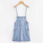 Shein Bleach Wash Button Front Strap Denim Dress