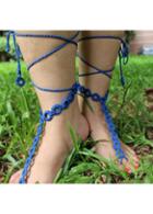 Rosewe Circle Design Crochet Strappy Blue Anklet