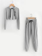 Shein Rainbow Patch Heathered Hoodie And Sweatpants Set