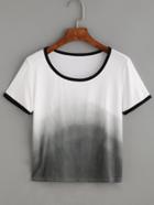 Shein Ombre Contrast Trim T-shirt