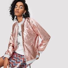 Shein Zip Up Metallic Jacket