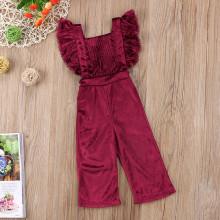 Shein Girls Ruffle Elastic Waist Overalls