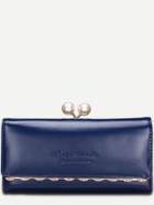 Shein Navy Embossed Letter Pearl Rhinestone Detail Clutch Bag