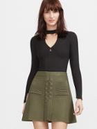 Shein Black Choker V Neck Ribbed T-shirt