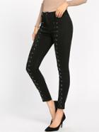 Shein Grommet Lace Up Front Jeans