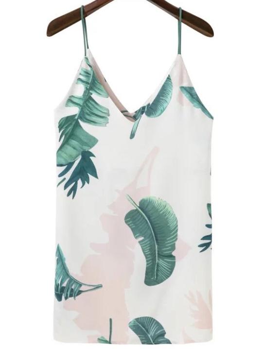 Shein Double V Neck Floral Cami Dress