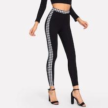 Shein Gingham Waistband & Side Seam Leggings