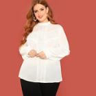 Shein Plus Solid Frill Detail Blouse