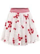 Shein Red Striped Trim Embroidered A-line Skirt
