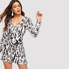 Shein Knotted V-neck Leopard Dress