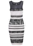 Shein Ivory Sleeveless Monteau Tahari Lace Bodycon Dress