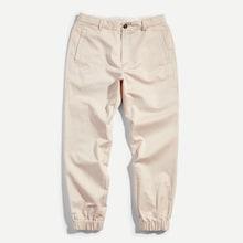 Shein Men Button Fly Elastic Hem Pants