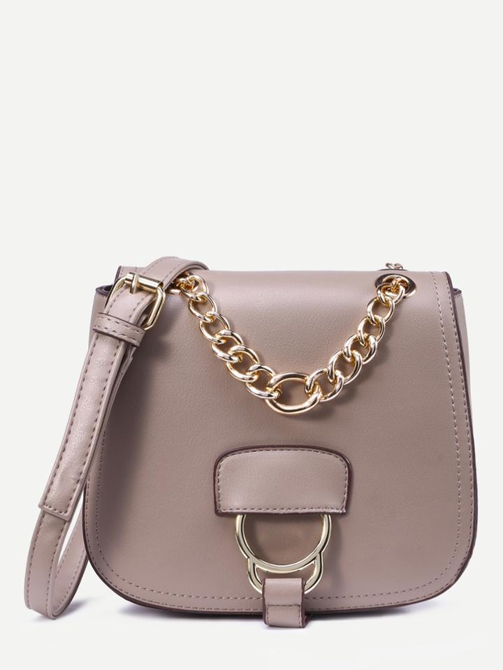 Shein Grey Faux Leather Chain Handle Satchel Bag