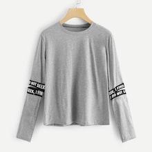 Shein Letter Tape Cut Out Sleeve Tee