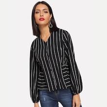 Shein Drawstring Single Breasted Blouse