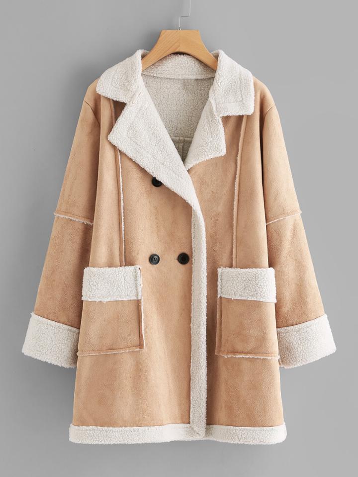Shein Faux Fur Shearling Suede Coat