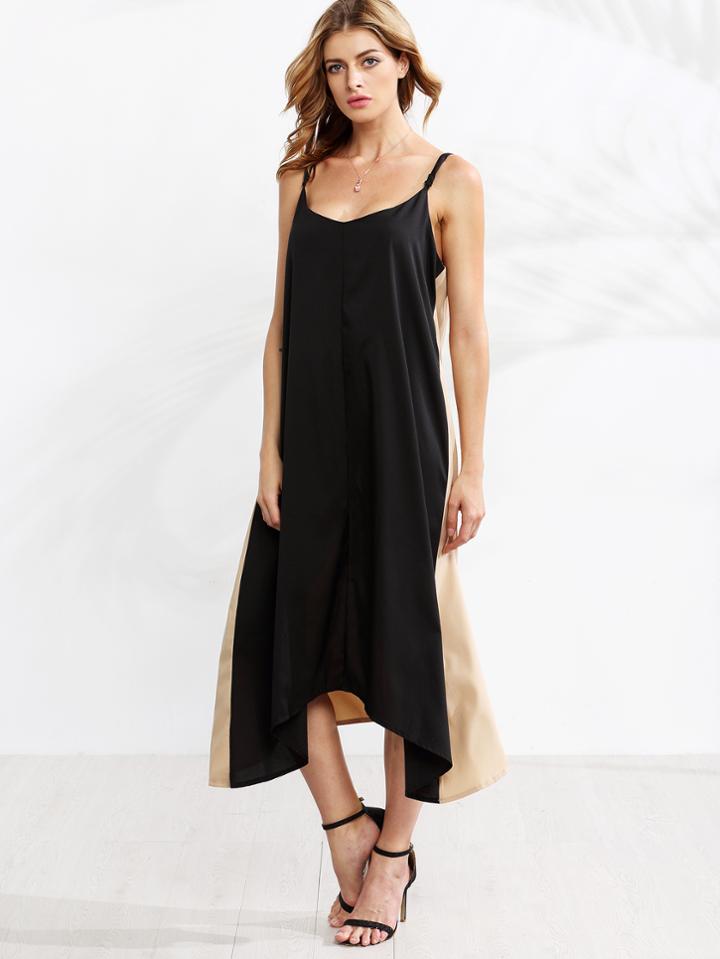 Shein Color Block Asymmetrical Cami Dress