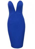 Rosewe Sleeveless Back Slit Design Royal Blue Bodycon Dress