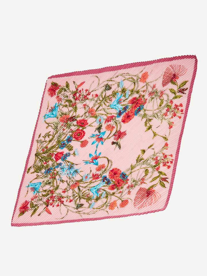 Shein Flower Print Pleated Scarf