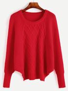 Shein Red Geo Pattern Mixed Knit Sweater