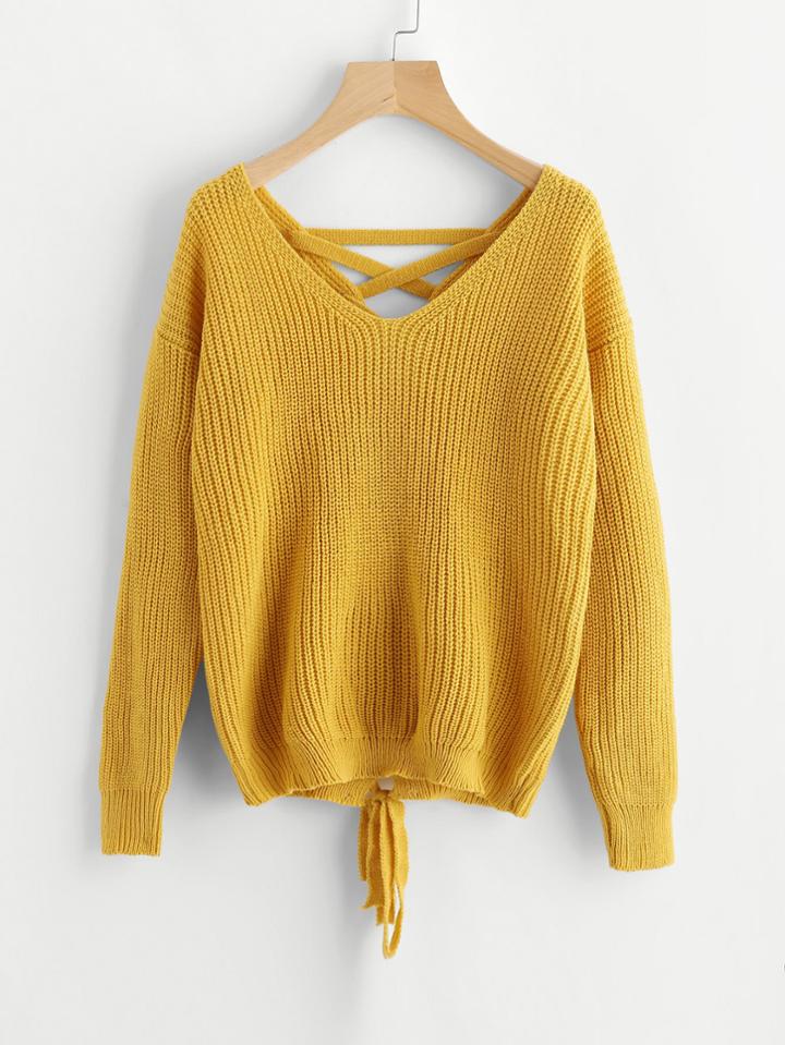 Shein Lace Up Back Jumper