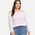 Shein Plus Pleated Off Shoulder Blouse