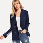 Shein Cut And Sew Double Breasted Striped Blazer