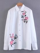 Shein Embroidered Flower Tailored Blouse