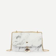 Shein Marble Print Detail Charm Chain Bag