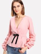 Shein Faux Pearl Detail Layered Sleeve Blouse