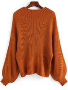 Shein Khaki Round Neck Loose Crop Sweater