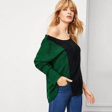 Shein Color Block Asymmetric Hem Jumper