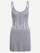 Shein Grey Scoop Neck Bottons Sun Dress