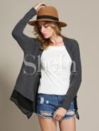 Shein Grey Long Sleeve Color Block Coat