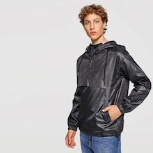 Shein Men Zip Front Pocket Hoodie Jacket