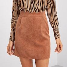 Shein Scalloped Waist Corduroy Skirt
