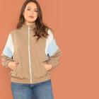 Shein Plus Dolman Sleeve Color Block Jacket