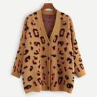 Shein Plus Leopard Print Buttoned Knit Coat
