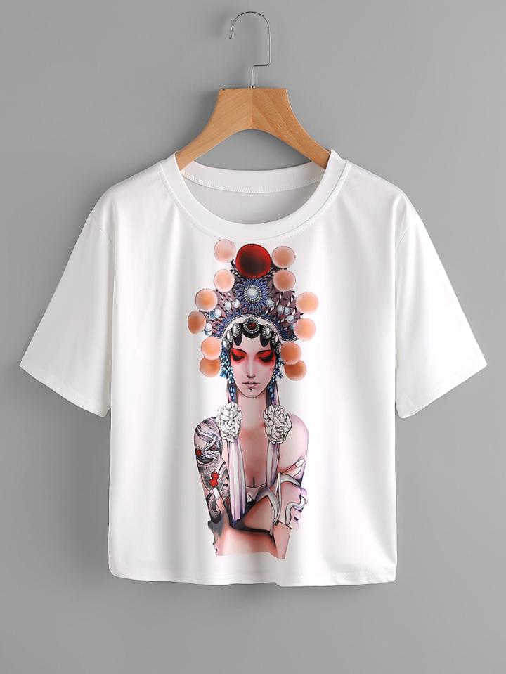 Shein Oil Painting Print T-shirt