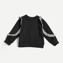 Shein Toddler Girls Gingham Frill Trim Sweatshirt