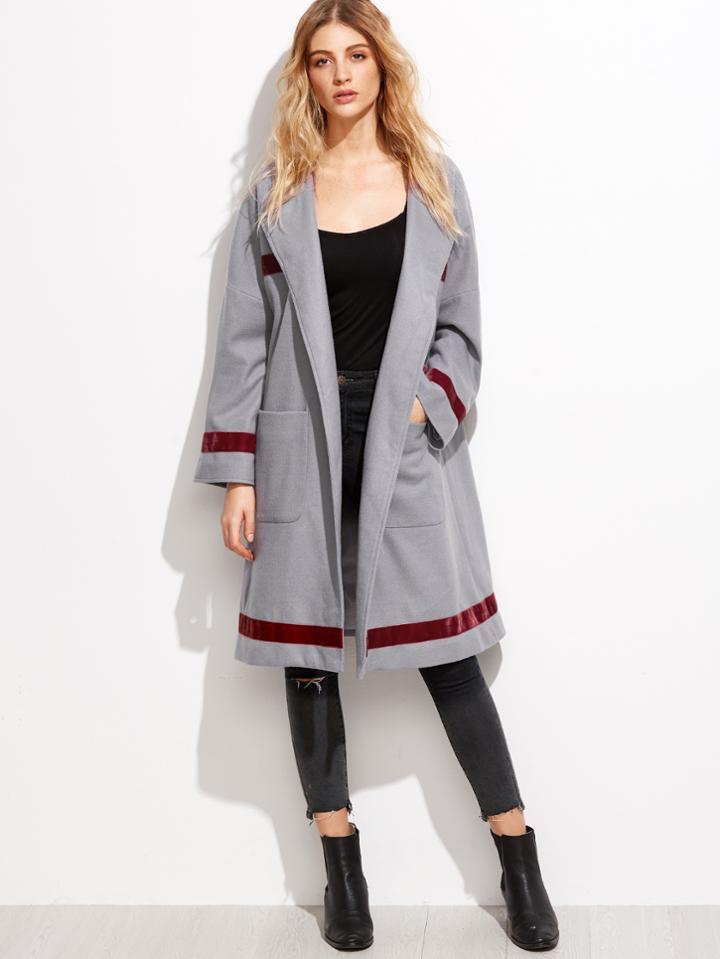 Shein Shawl Collar Drop Shoulder Coat With Pockets