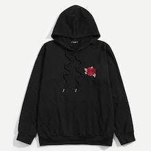 Shein Men Flower Embroidered Hoodie