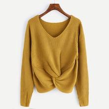 Shein Plus Twist Front Solid Sweater